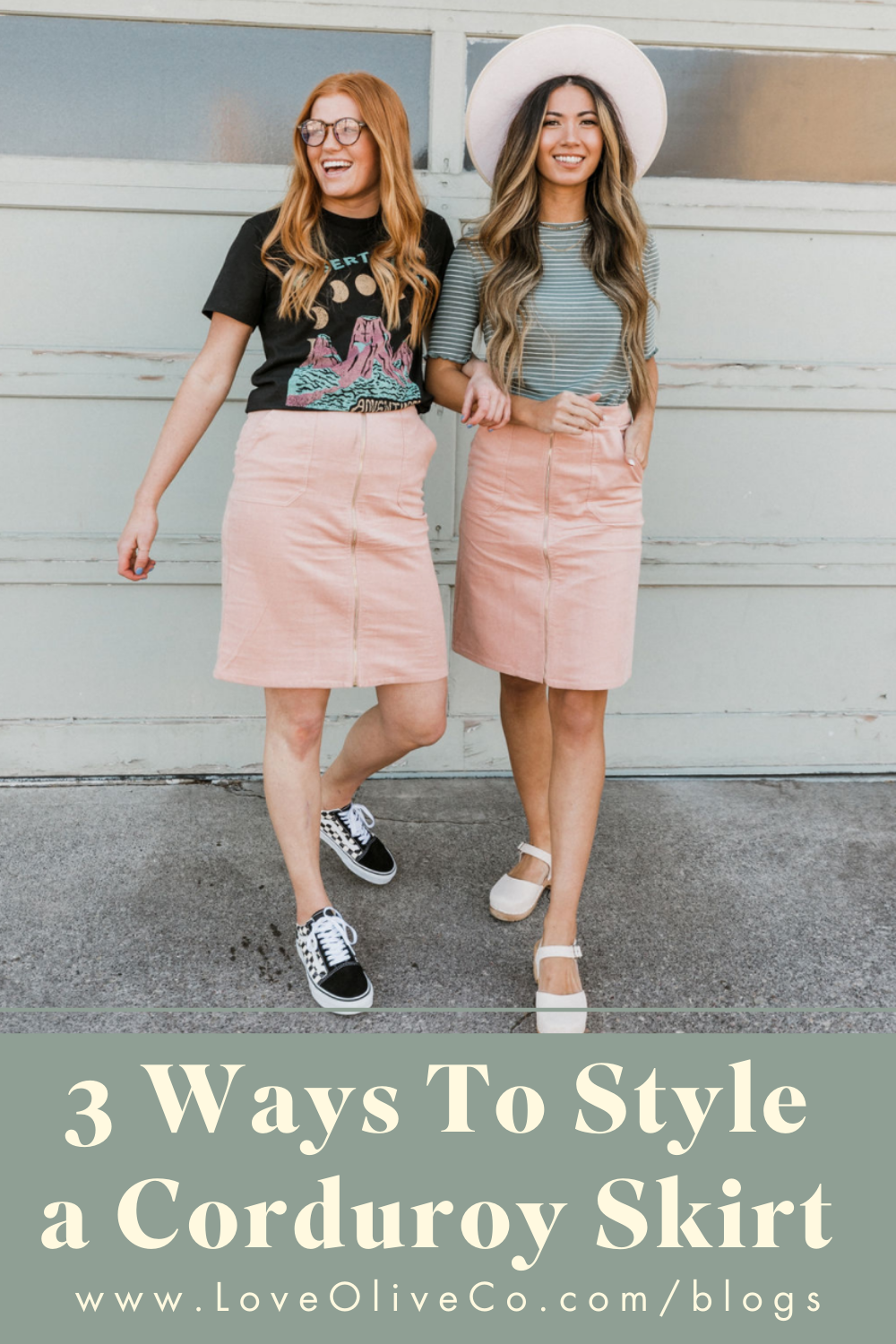 3 Ways to Style a Corduroy Skirt www.www.loveoliveshop.com