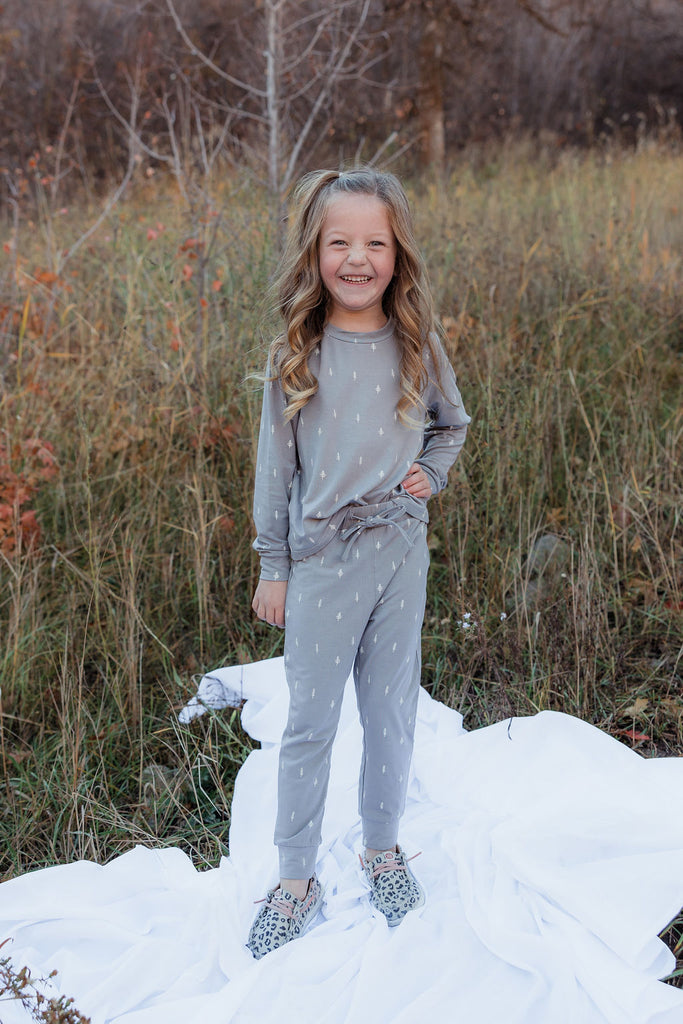 Kid's Pine PJ Set-Grey