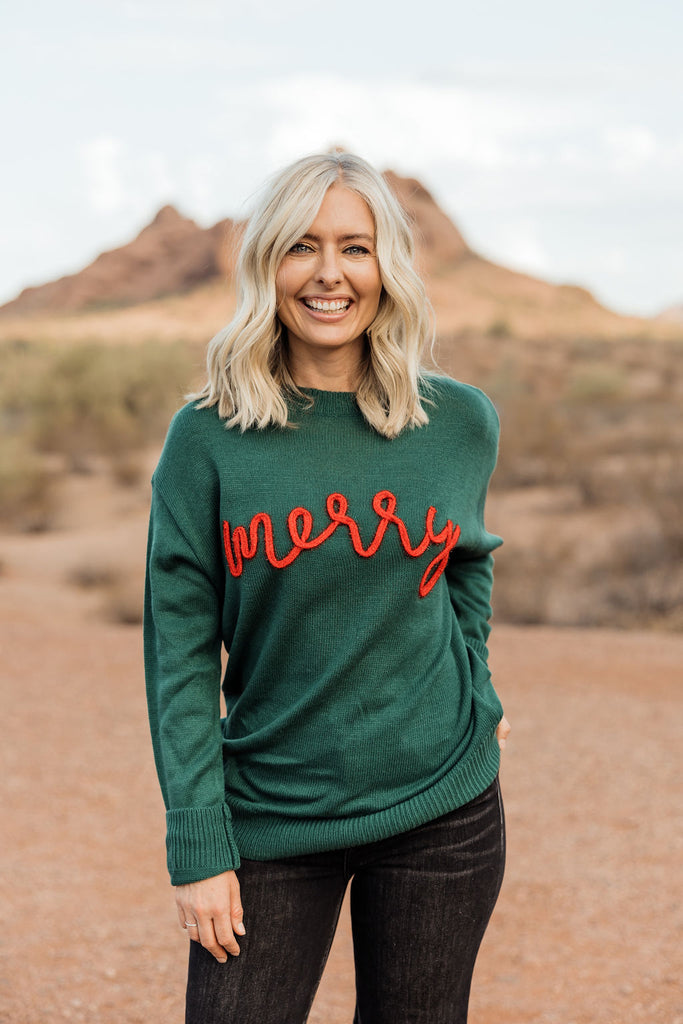 Merry Sweater-Hunter Green/Red