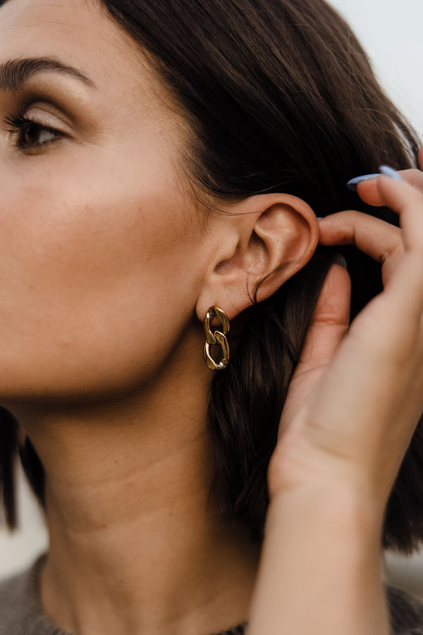 Dalton Linked Hoop Earrings-Gold