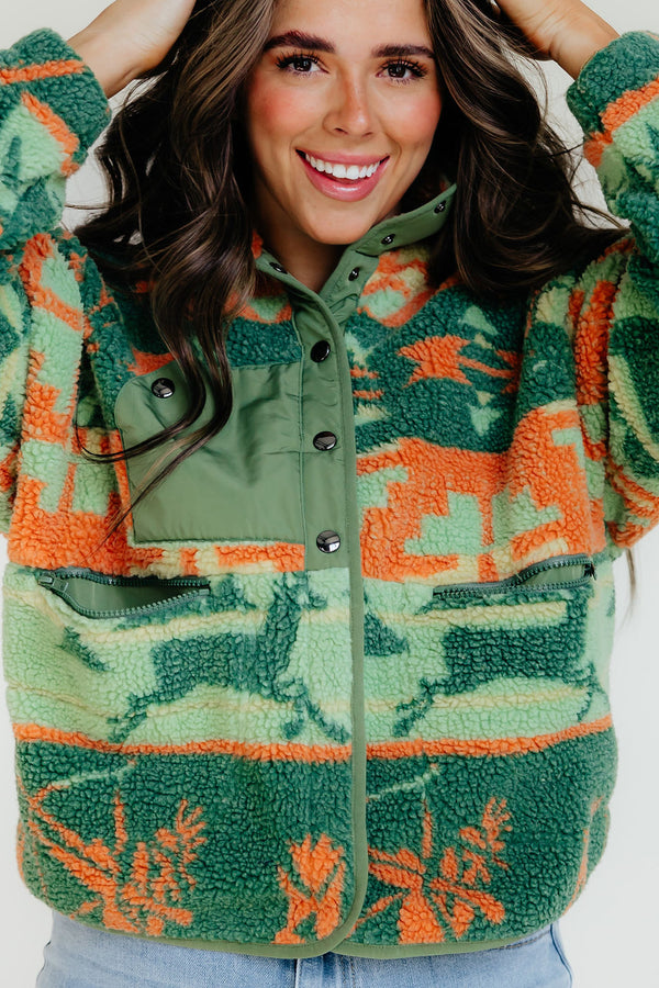 Nina Sherpa Jacket-Green