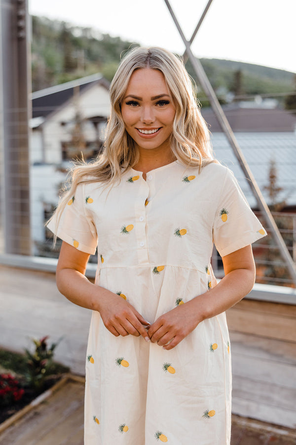 Pretty Pineapple Dress-Light Yellow