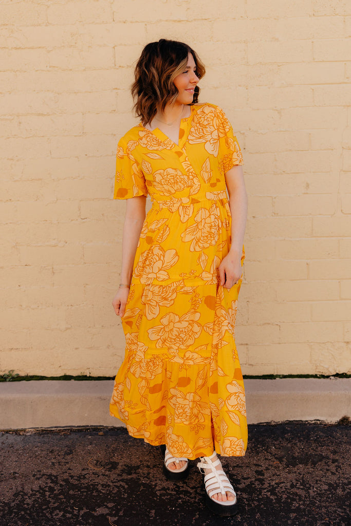 Caribbean Dress-Yellow Floral