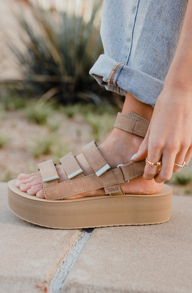 Teva Flatform Mevia Leather Sandals-Incense