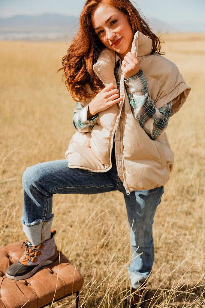 Alexa Puffer Vest-Cream