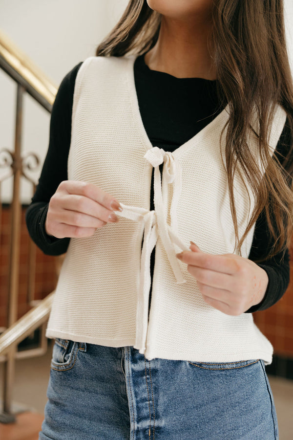 Double Tie Vest-Beige