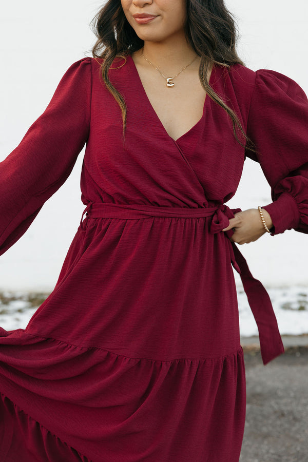 Harlen Dress-Burgundy