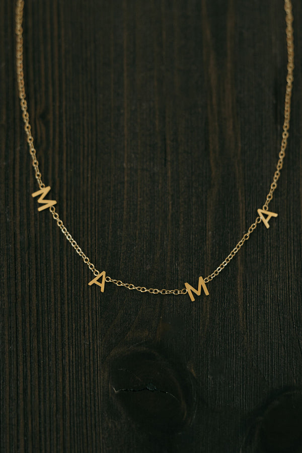 Mama Letter Necklace-Gold