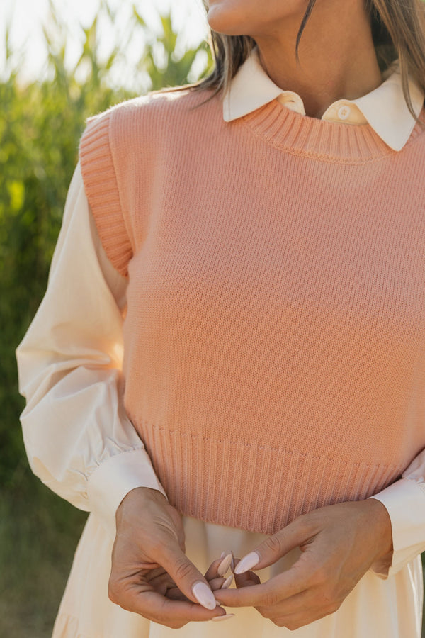 Maylie Sweater Vest-Peach