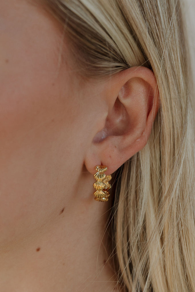 Seashell Hoop Earrings-Gold