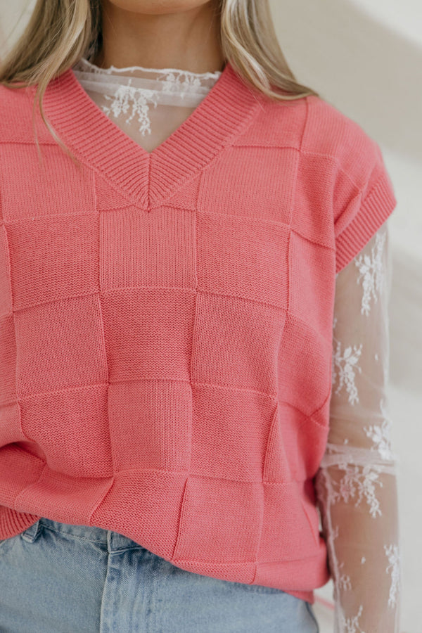 Cherished Sweater Vest-Pink