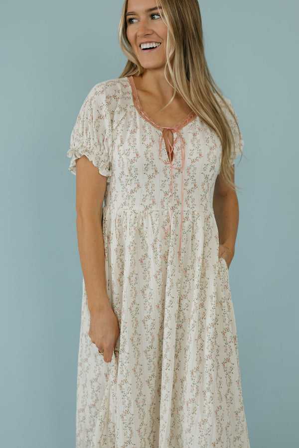 Madeline Dress-Ivory/Pink