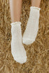 Cable Knit Twist Socks-Cream