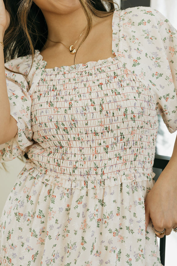 Belle Dress-Apricot Floral