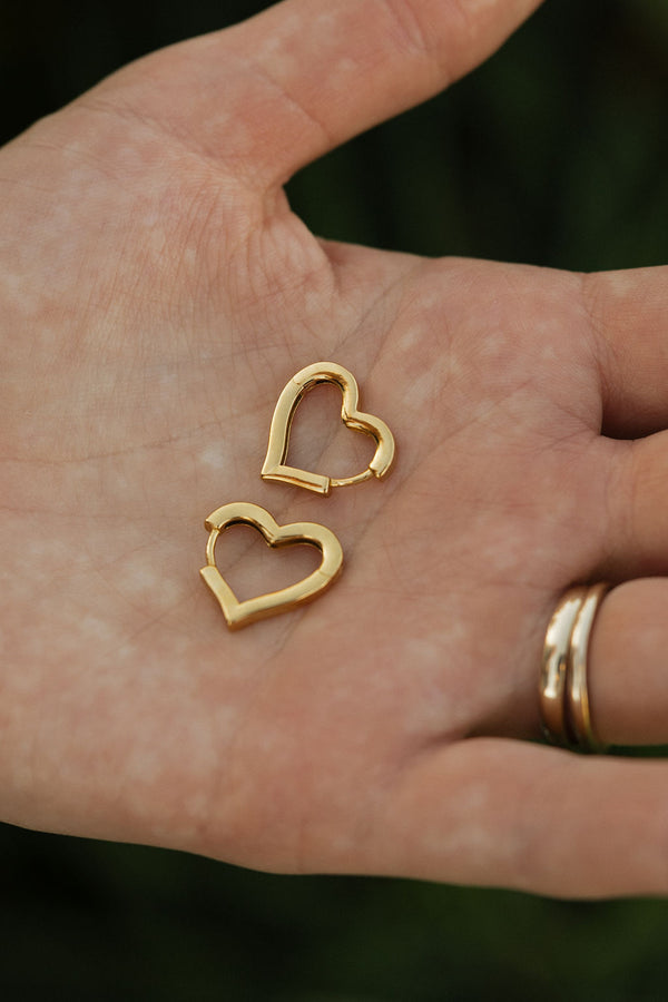 Heart Huggie Hoops-Gold