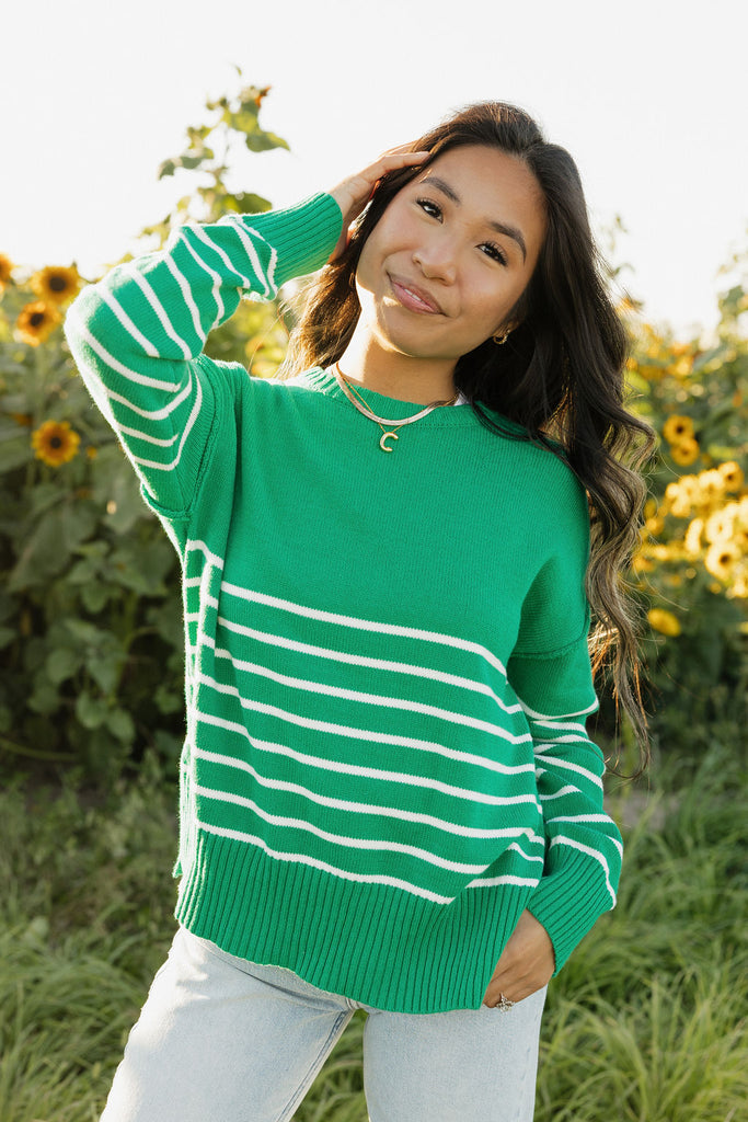 Jaide Sweater-Green/Ivory