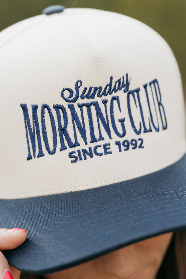 Sunday Morning Club Trucker Hat-Cream/Navy