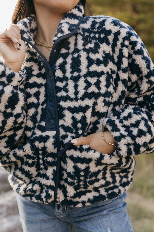 Free People Rocky Ridge Fleece-Midnight Navy Combo