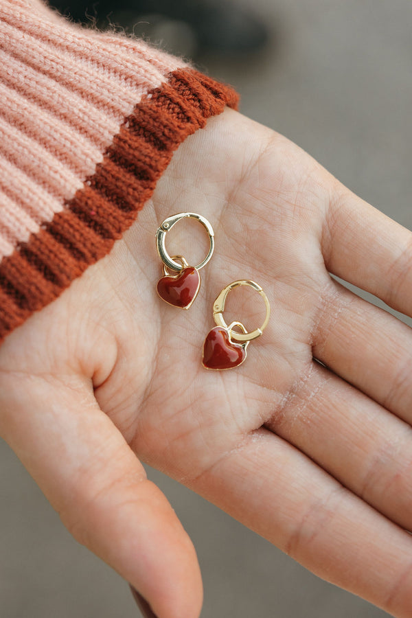 Lovely Huggie Earrings-Burgundy