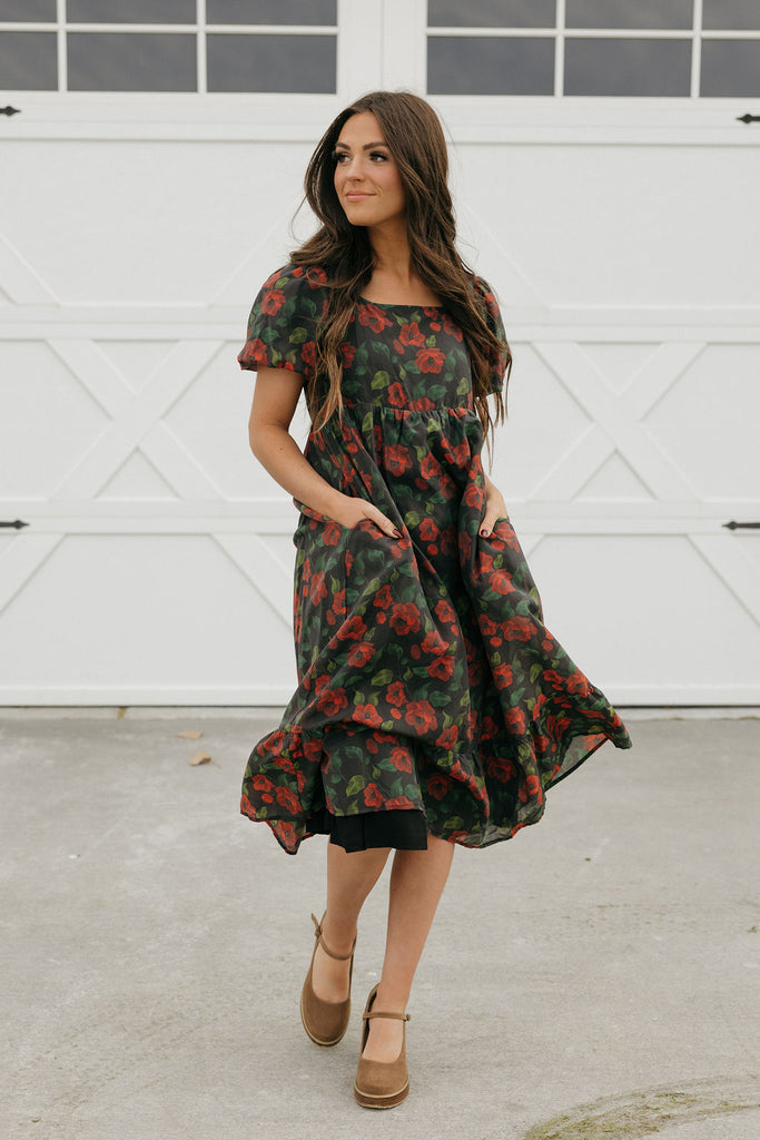 Grandview Dress-Black Floral