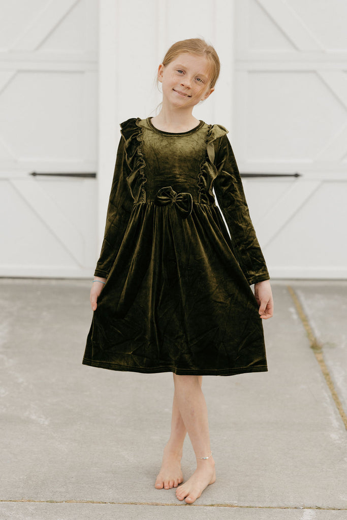 Little Girl's Noelle Dress-Moss