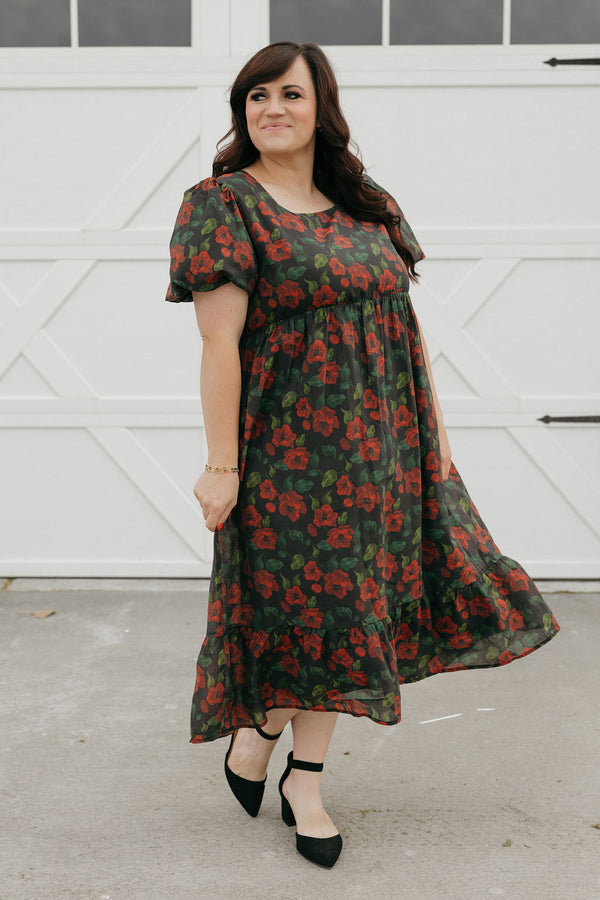 Grandview Dress-Black Floral