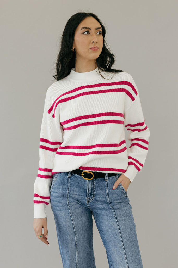 Lovie Sweater-Ivory/Magenta