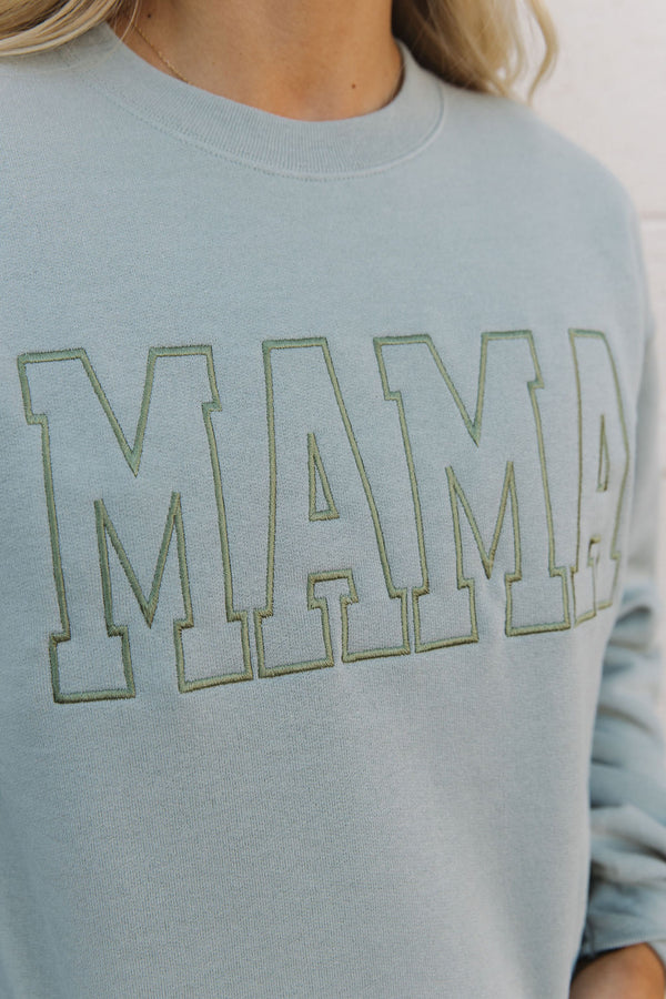 Varsity Mama Pullover-Sage