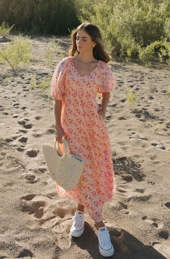 Tiffanie Dress-Peach Multi