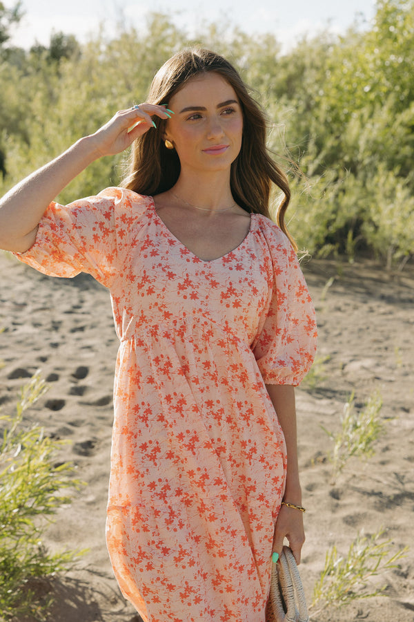 Tiffanie Dress-Peach Multi