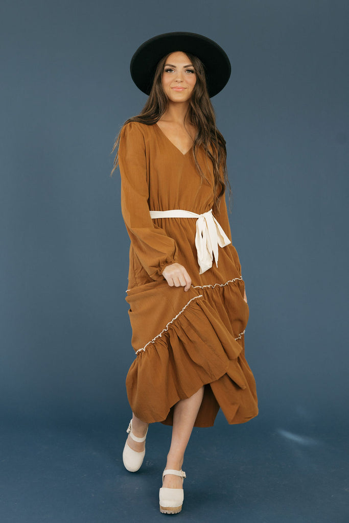 Valeria Dress-Chestnut/Cream