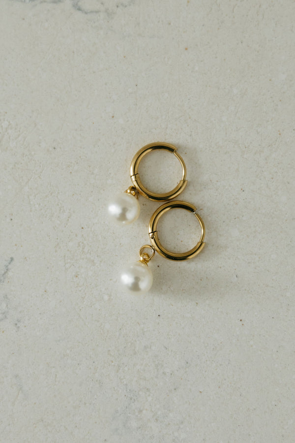 Demure Pearl Earrings-Gold