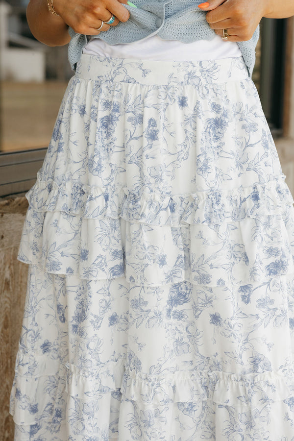 Cynthia Skirt-Ivory/Blue