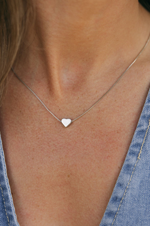 Simple Heart Necklace-Sterling Silver