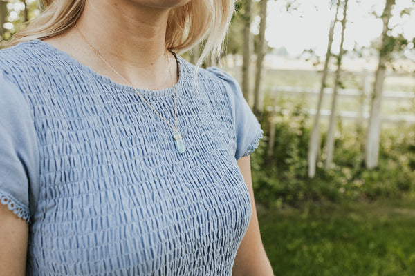 Blue Quartz Necklace-Gold